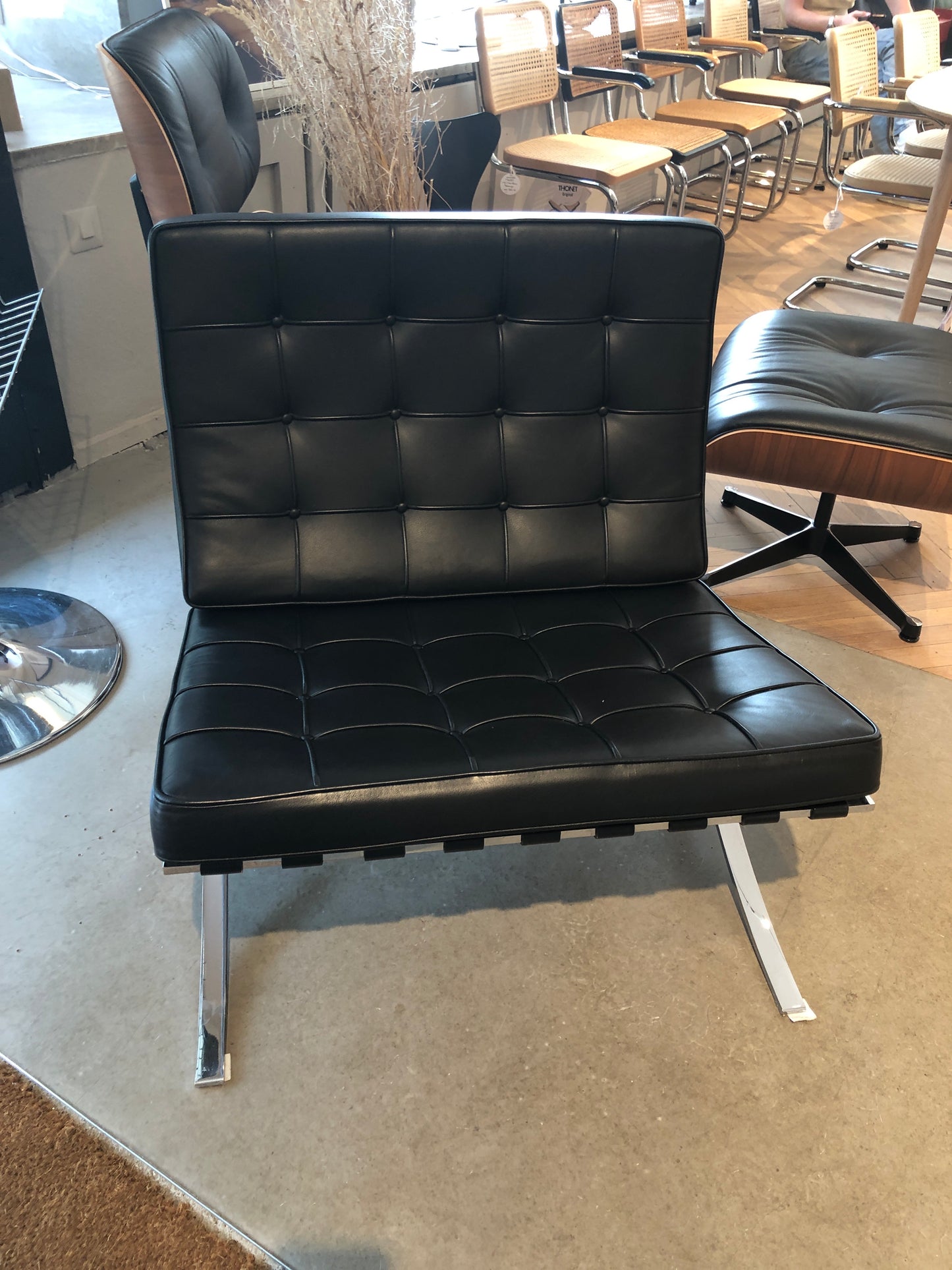 Knoll international Barcelona Chair, schwarzes Leder - vintage