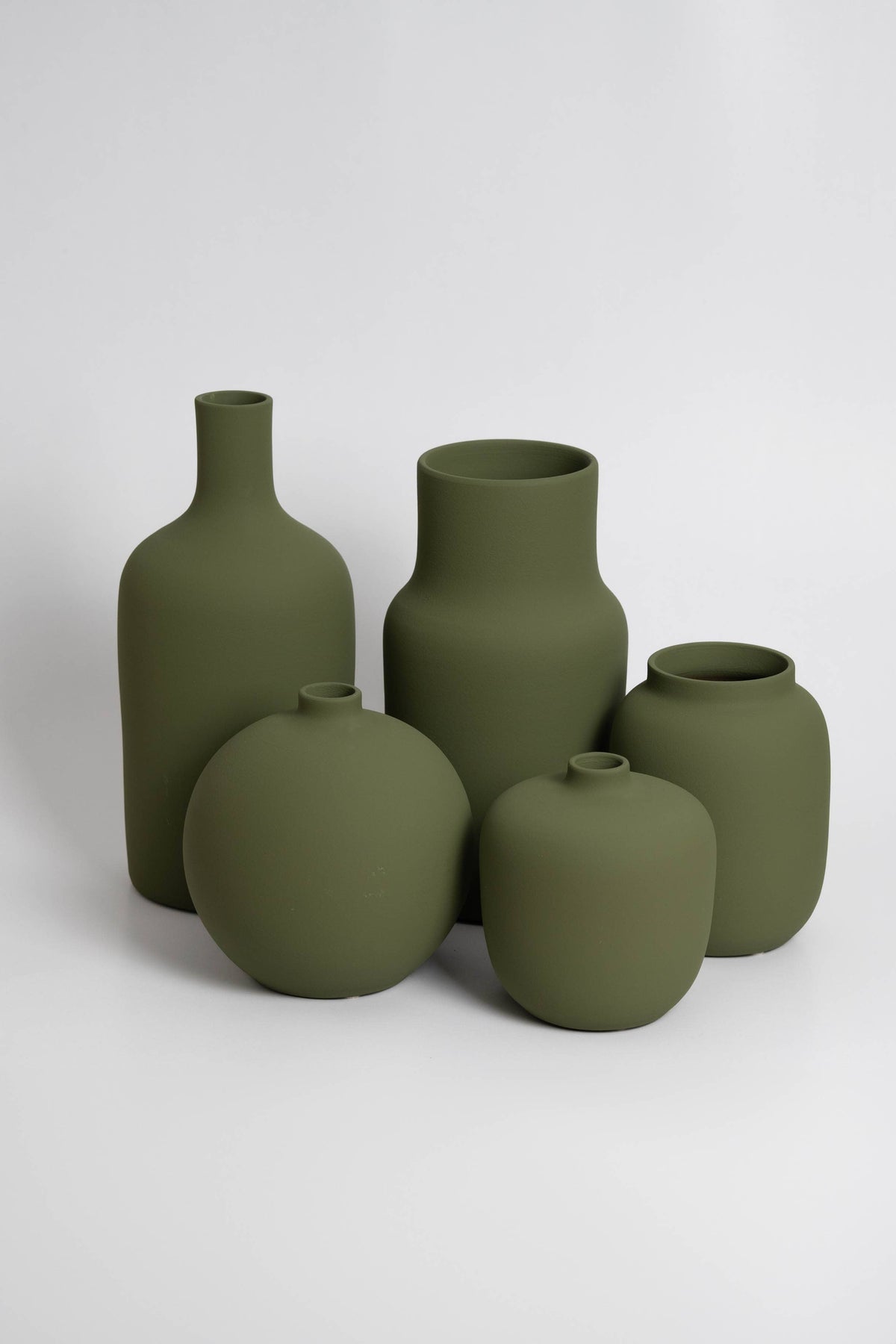 Blanc 04 - Olivgrüne Vase – Perfekt für getrocknete Blumen, Geschenkidee