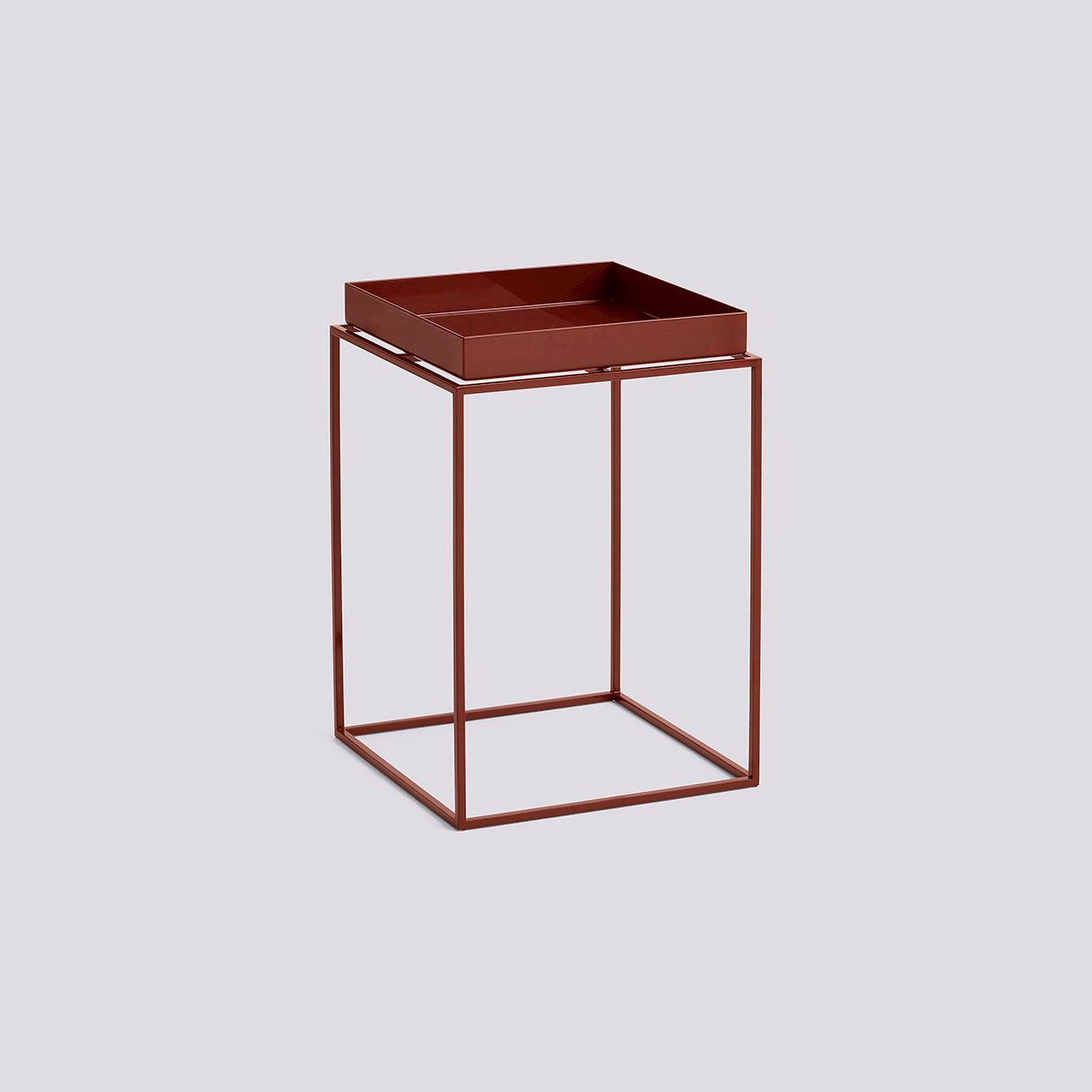 HAY TRAY TABLE POWDER COATED STEEL BASE-SMALL HIGH L30 X W30 X H44-CHOCOLATE POWDER COATED STEEL