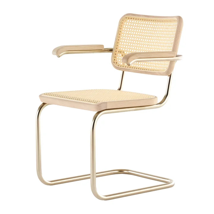 Thonet S64 V NORDIC 04 Freischwinger - Eiche weiß pigmentiert + Nickelsilver