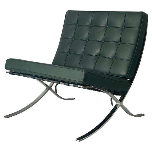 Knoll international Barcelona Chair, Grünes Leder - vintage