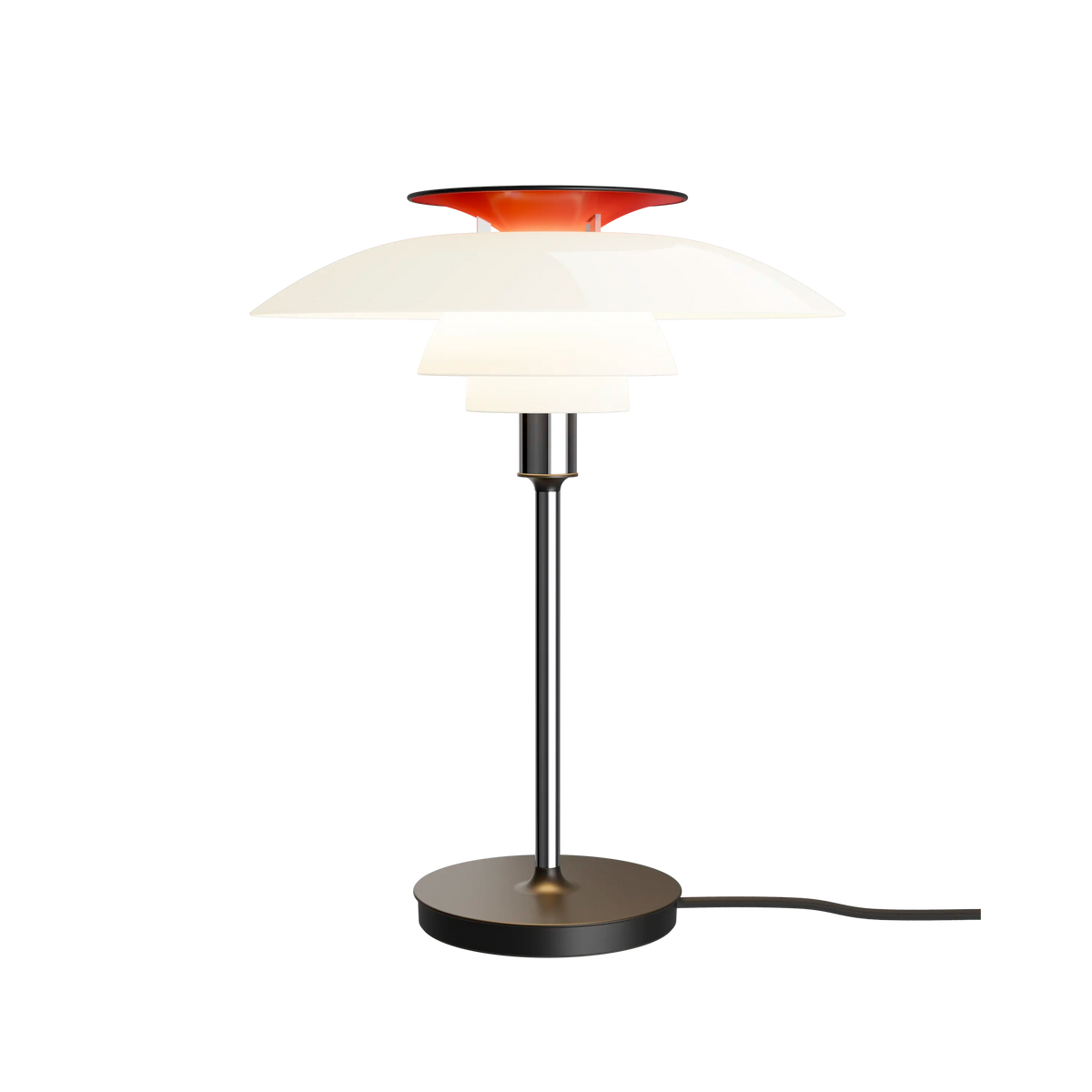 Louis Poulsen PH80 Tischleuchte mit Kabel - Opal white/high lustre chrome plated