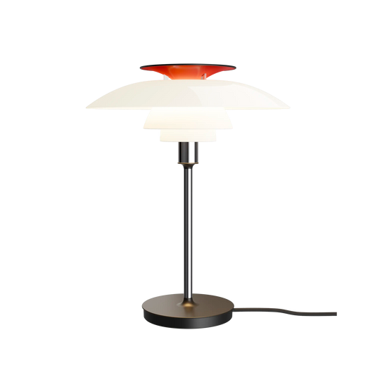 Louis Poulsen PH80 Tischleuchte mit Kabel - Opal white/high lustre chrome plated