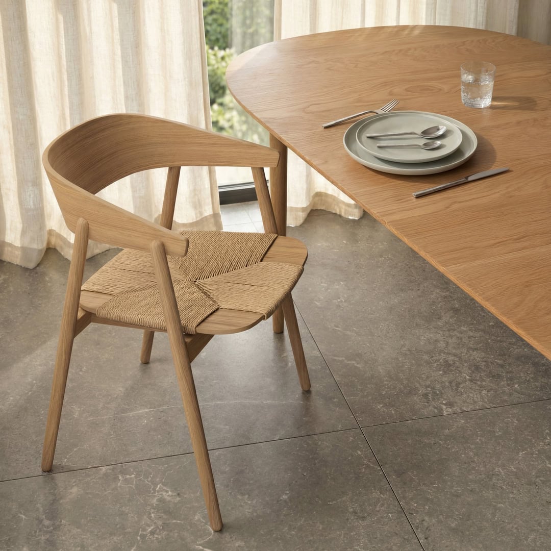 Esstischstuhl von Andersen Furniture AC2 Chair / Wooden Seat Eiche matt lackiert paper braid