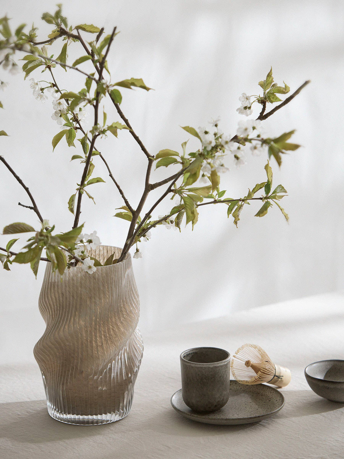 Fano Vase in Taupe aus Glas