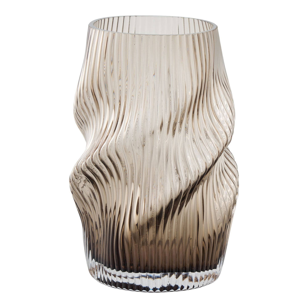 Vase, mundgeblasenes Glas, Braun, ø17x25 cm: Brown / Glass
