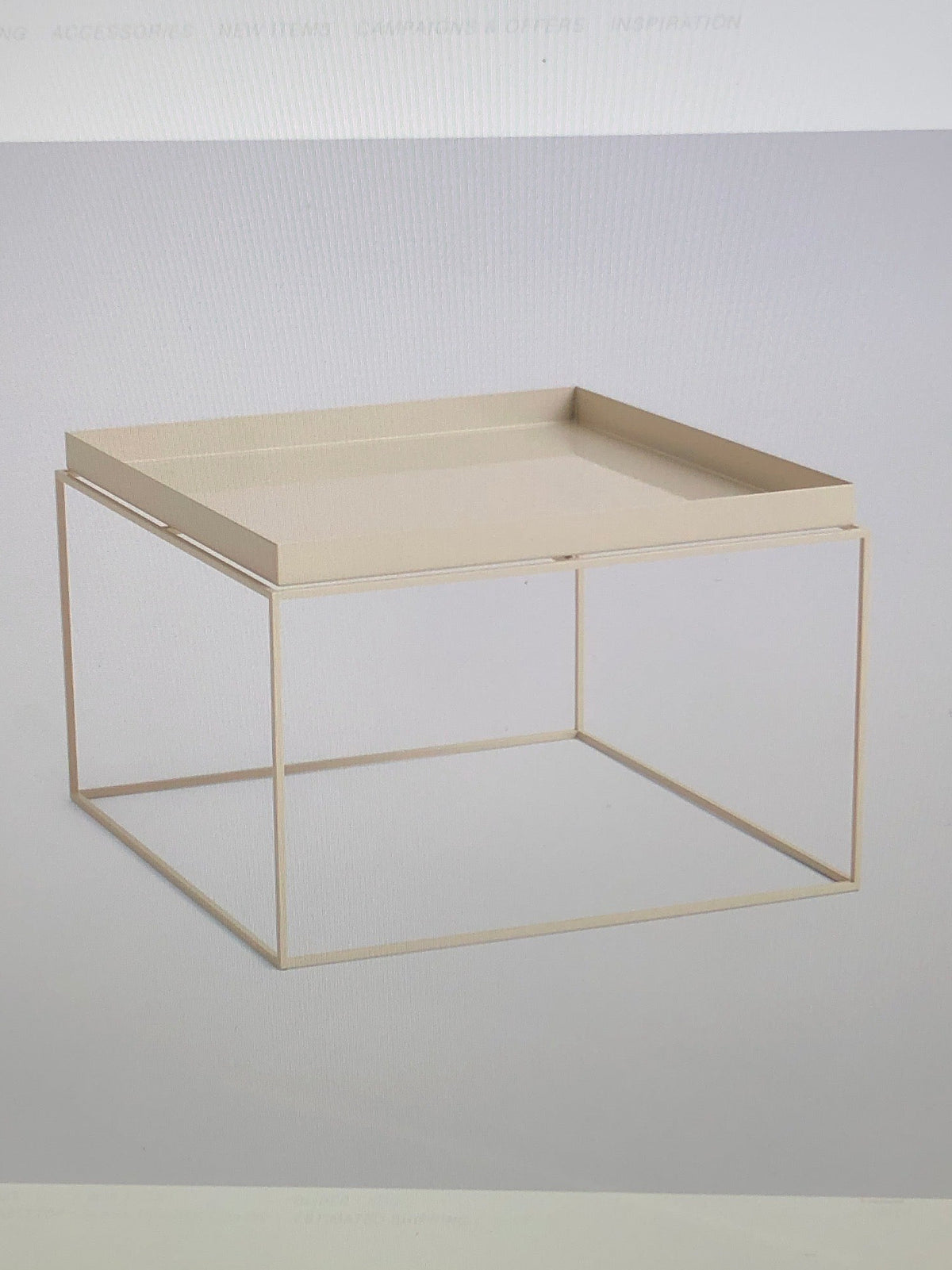 HAY TRAY TABLE POWDER COATED STEEL BASE-COFFEE L60 X W60 X H39-WARM BEIGE POWDER COATED STEEL