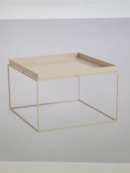 HAY TRAY TABLE POWDER COATED STEEL BASE-COFFEE L60 X W60 X H39-WARM BEIGE POWDER COATED STEEL