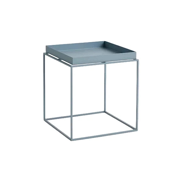 HAY TRAY TABLE SILVER GREY SILICONE COATED STEEL BASE-SMALL HIGH L30 X W30 X H44-PIGEON BLUE POWDER COATED STEEL