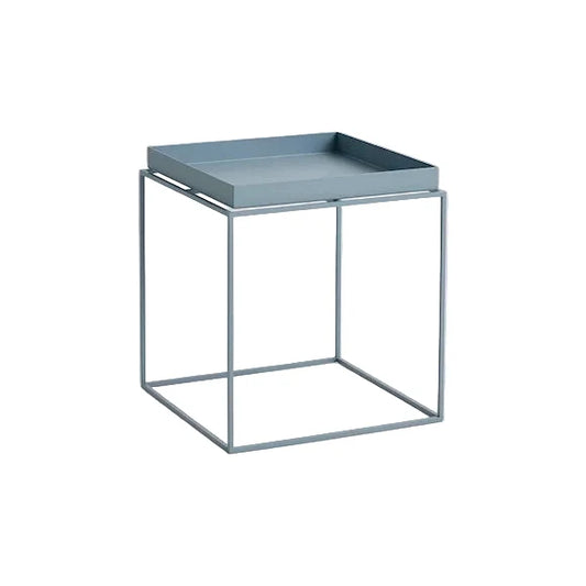 HAY TRAY TABLE SILVER GREY SILICONE COATED STEEL BASE-SMALL HIGH L30 X W30 X H44-PIGEON BLUE POWDER COATED STEEL