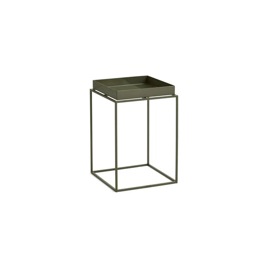 HAY TRAY TABLE-SMALL HIGH L30 X W30 X H44- OLIVE GREEN POWDER COATED STEEL