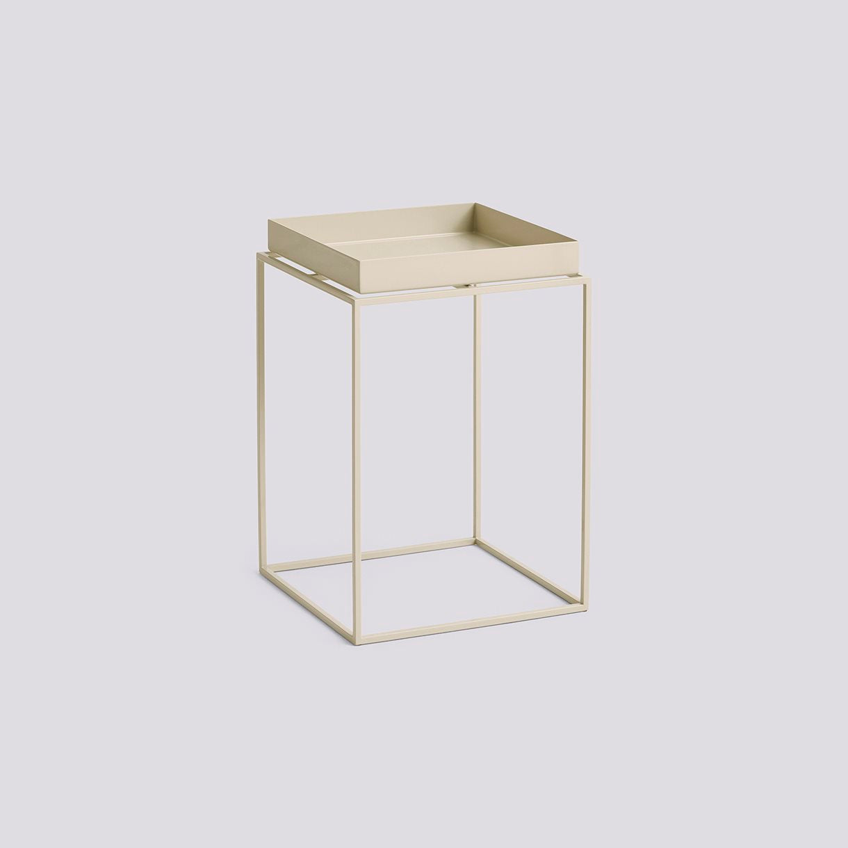 HAY TRAY TABLE POWDER COATED STEEL BASE-SMALL HIGH L30 X W30 X H44-WARM BEIGE POWDER COATED STEEL
