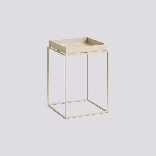 HAY TRAY TABLE POWDER COATED STEEL BASE-SMALL HIGH L30 X W30 X H44-WARM BEIGE POWDER COATED STEEL