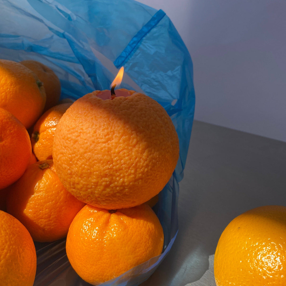 Große Duftkerze in Navel-Orangenform: Orangen / Blutzirange / Einzelne Orange